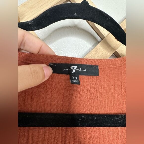 7 for all Mankind Gauzy Burnt Orange Dress Sz XS - Picture 4 of 7